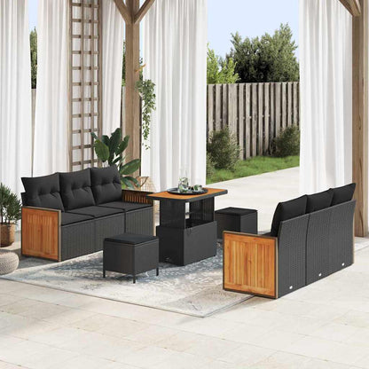 Garten-Sofa-Set 9 pcs Schwarz 90 x 55 x 71 cm Poly-Rattan