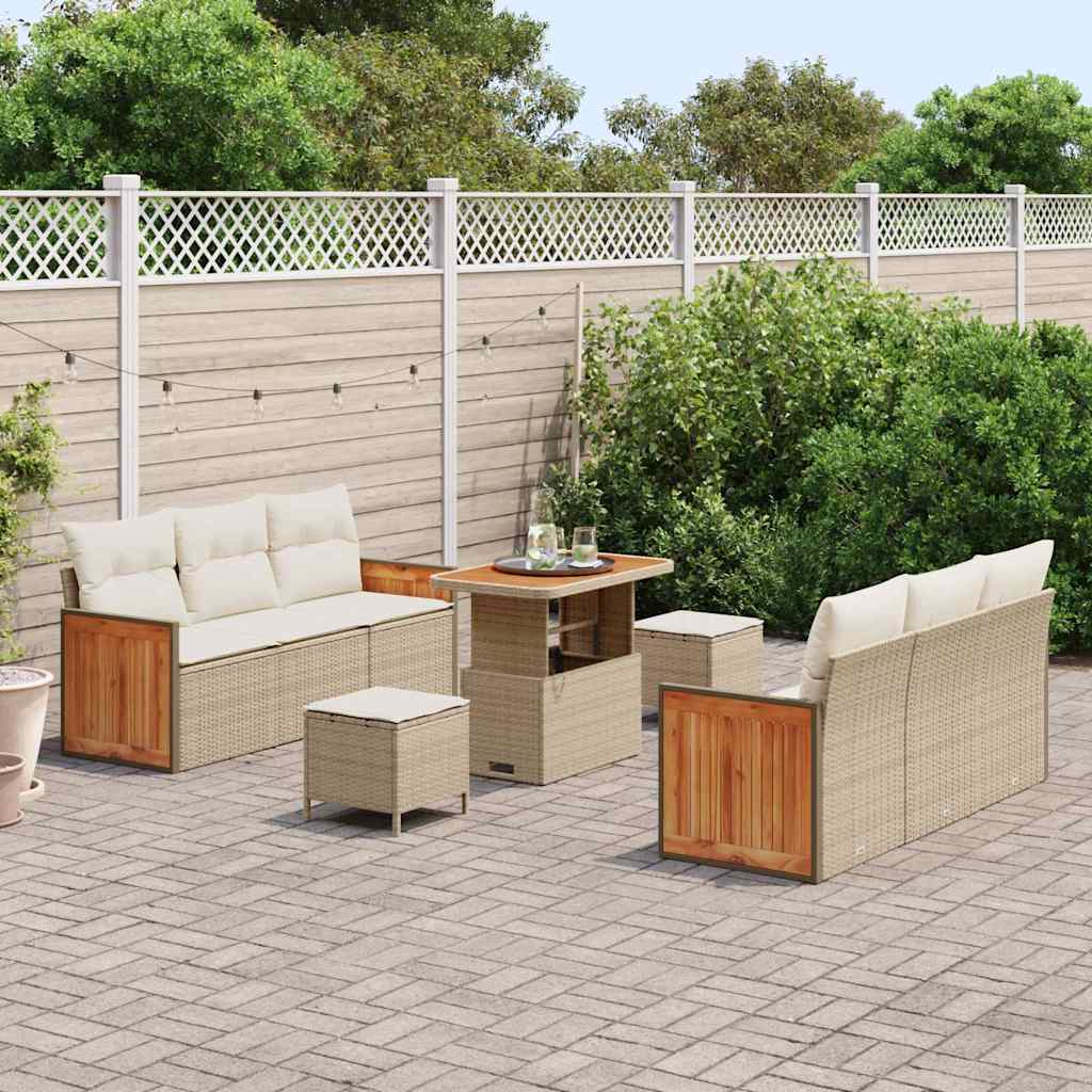 Garten-Sofa-Set 9 pcs Beige und Creme 90 x 55 x 71 cm