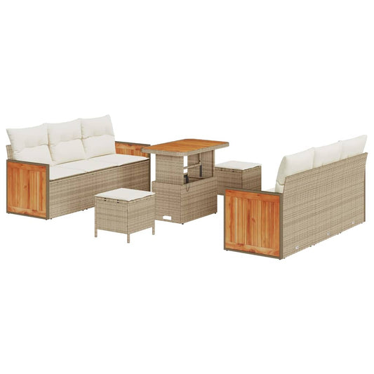 Garten-Sofa-Set 9 pcs Beige, Creme 90 x 55 x 71 cm Poly-Rattan