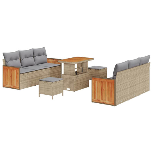 Garten-Sofa-Set 9 pcs Beige 90 x 55 x 71 cm Poly-Rattan
