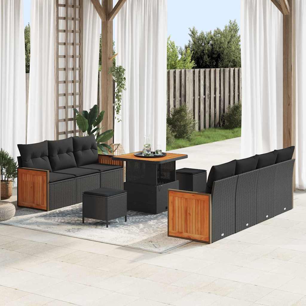 Garten-Sofa-Set 10 pcs Schwarz und Braun 80 x 80 x 71 cm
