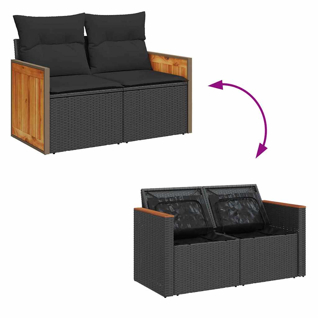 Garten-Sofa-Set 10 pcs Schwarz und Braun 80 x 80 x 71 cm