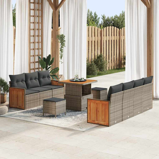 Garten-Sofa-Set 10 pcs Grau, Dunkelgrau 80 x 80 x 71 cm