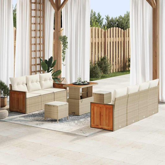 Garten-Sofa-Set 10 pcs Beige, Creme 90 x 55 x 71 cm Poly-Rattan