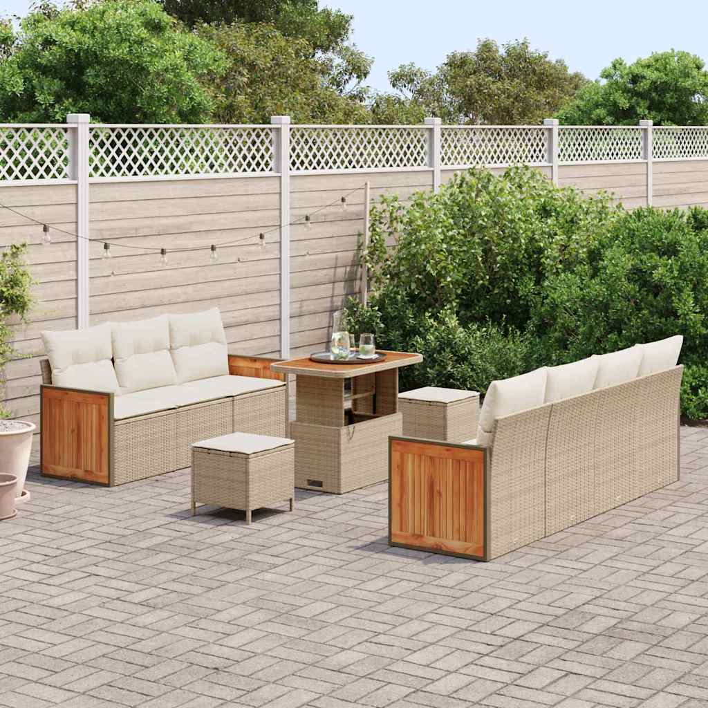 Garten-Sofa-Set 10 pcs Beige und Creme 90 x 55 x 71 cm