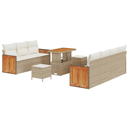Garten-Sofa-Set 10 pcs Beige, Creme 90 x 55 x 71 cm Poly-Rattan