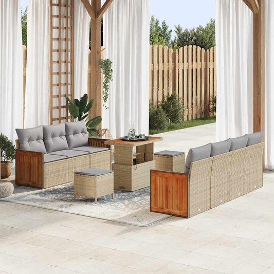 Garten-Sofa-Set 10 pcs Beige, Hellgrau 90 x 55 x 71 cm