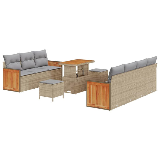 Garten-Sofa-Set 10 pcs Beige, Hellgrau 90 x 55 x 71 cm