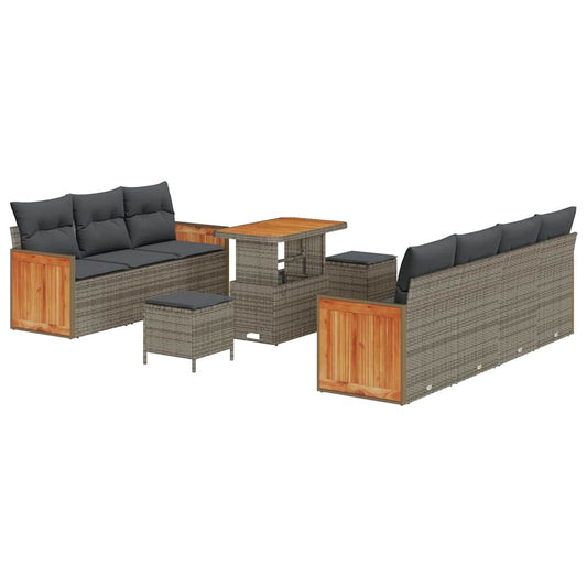Garten-Sofa-Set 10 pcs Grau 90 x 55 x 71 cm Poly-Rattan
