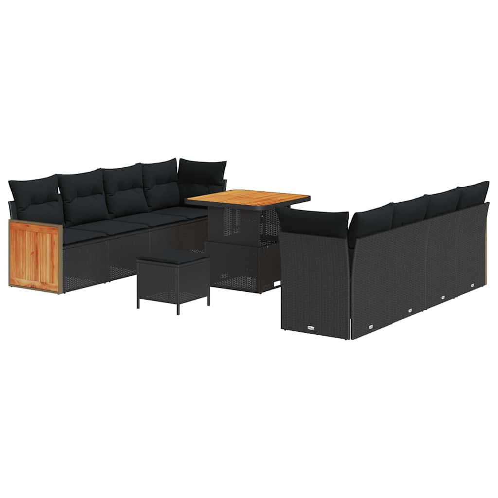 Garten-Sofa-Set 11 pcs Schwarz 80 x 80 x 71 cm Poly-Rattan