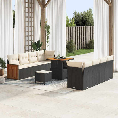 Garten-Sofa-Set 11 pcs Schwarz und Creme 80 x 80 x 71 cm