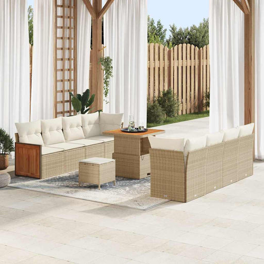 Garten-Sofa-Set 11 pcs Beige, Creme 80 x 80 x 71 cm Poly-Rattan