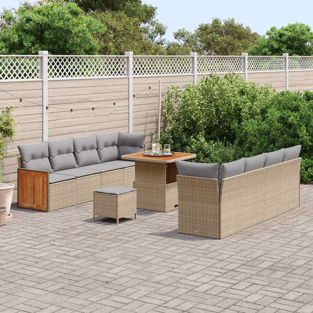 Garten-Sofa-Set 11 pcs Beige, Hellgrau 80 x 80 x 71 cm