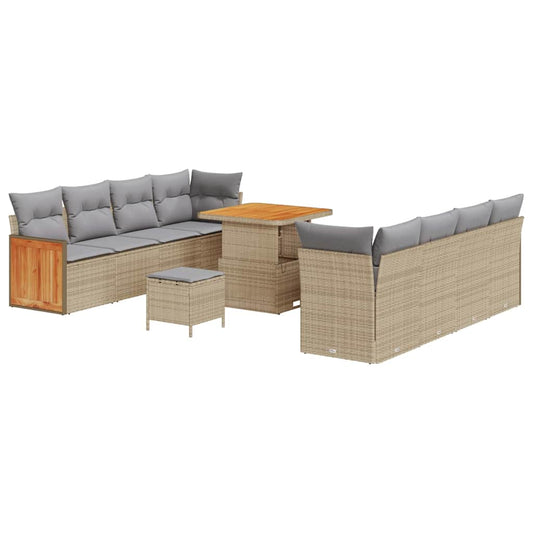 Garten-Sofa-Set 11 pcs Beige, Hellgrau 80 x 80 x 71 cm