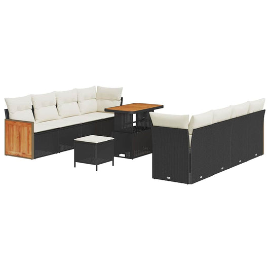 Garten-Sofa-Set 11 pcs Schwarz, Creme 90 x 55 x 71 cm