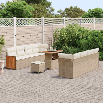 Garten-Sofa-Set 11 pcs Beige Cremig 90 x 55 x 71 cm Poly-Rattan