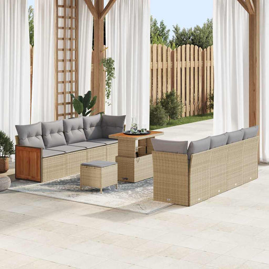 Garten-Sofa-Set 11 pcs Beige 90 x 55 x 71 cm Poly-Rattan