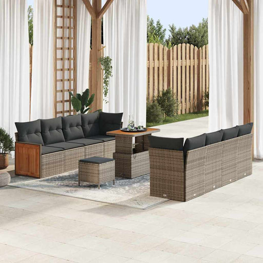 Garten-Sofa-Set 11 pcs Grau 90 x 55 x 71 cm Poly-Rattan