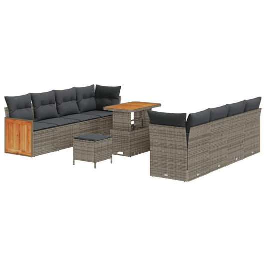 Garten-Sofa-Set 11 pcs Grau 90 x 55 x 71 cm Poly-Rattan