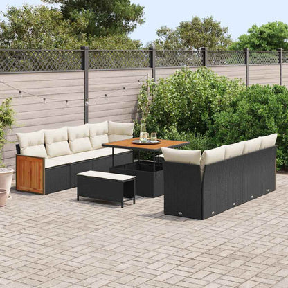 Garten-Sofa-Set 11 pcs Schwarz, Creme 100 x 100 x 71 cm