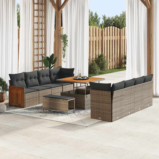 Garten-Sofa-Set 11 pcs Grau 100 x 100 x 71 cm Poly-Rattan
