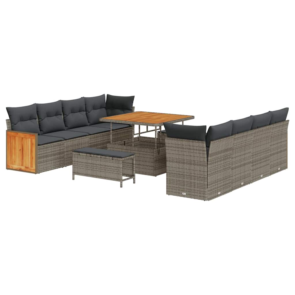 Garten-Sofa-Set 11 pcs Grau 100 x 100 x 71 cm Poly-Rattan