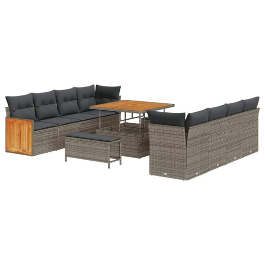 Garten-Sofa-Set 11 pcs Grau 100 x 100 x 71 cm Poly-Rattan