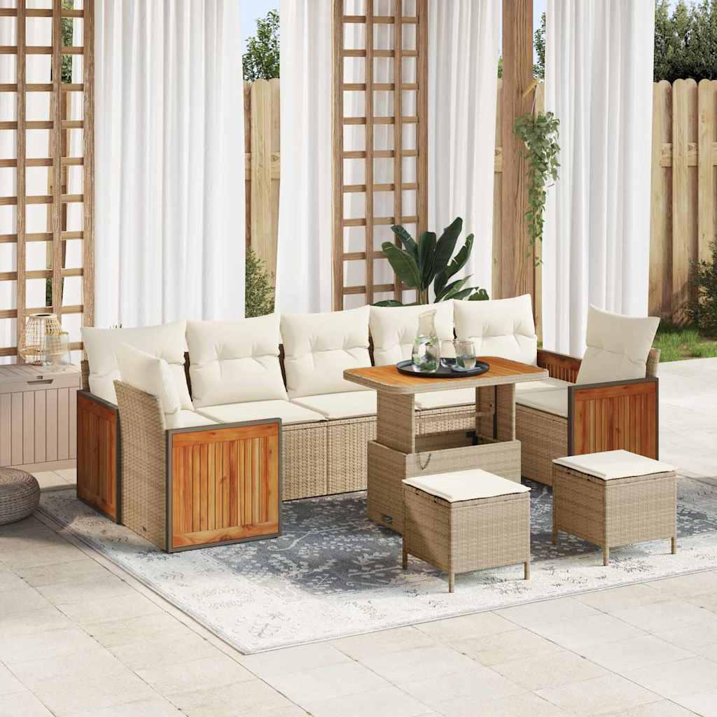 Garten-Sofa-Set 10 pcs Beige 90 x 55 x 71 cm Poly-Rattan