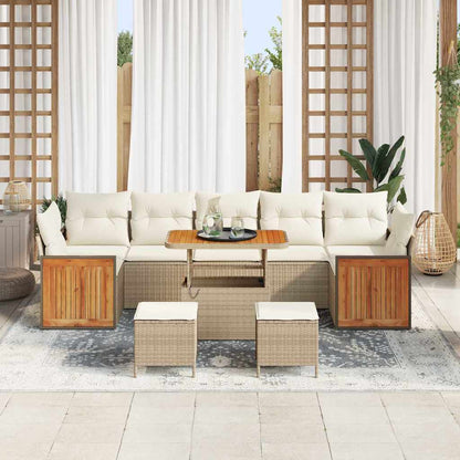 Garten-Sofa-Set 10 pcs Beige 90 x 55 x 71 cm Poly-Rattan