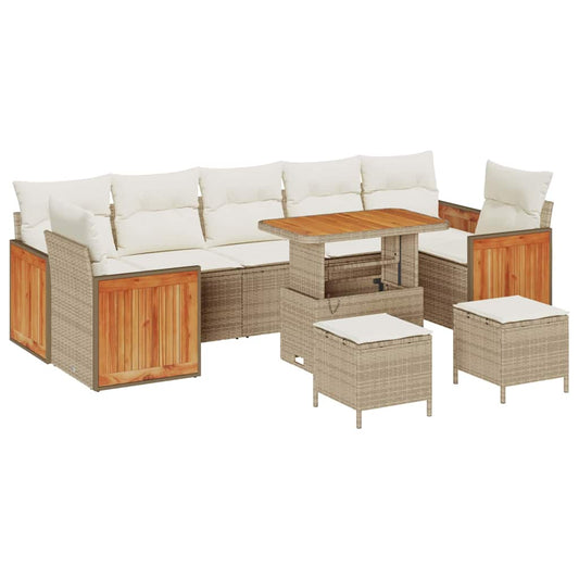 Garten-Sofa-Set 10 pcs Beige 90 x 55 x 71 cm Poly-Rattan