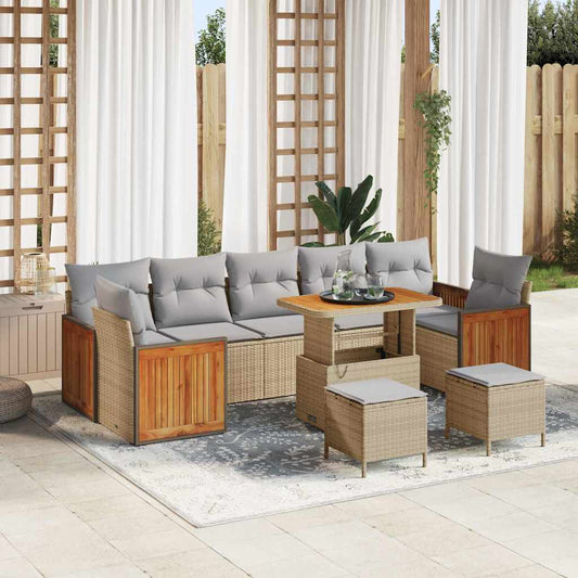 Garten-Sofa-Set 10 pcs Beige 90 x 55 x 71 cm Poly-Rattan