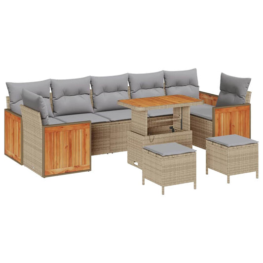 Garten-Sofa-Set 10 pcs Beige 90 x 55 x 71 cm Poly-Rattan