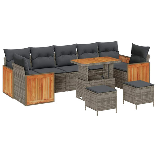 Garten-Sofa-Set 10 pcs Grau, Dunkelgrau 90 x 55 x 71 cm
