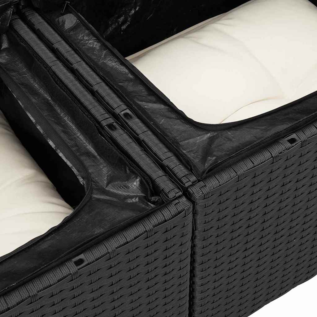 Garten-Sofa-Set 8 pcs Schwarz, Creme 100 x 100 x 71 cm