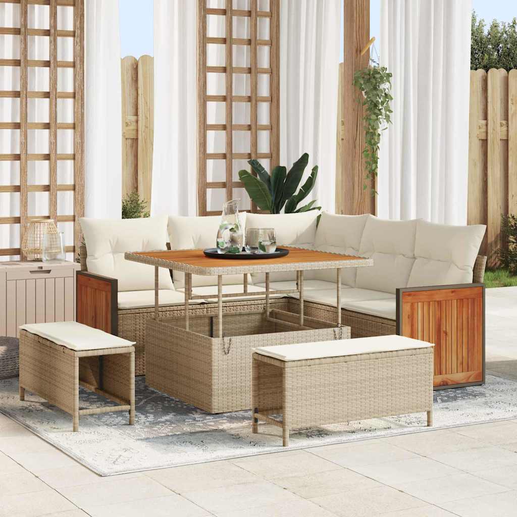 Garten-Sofa-Set 8 pcs Beige und Creme 100 x 100 x 71 cm