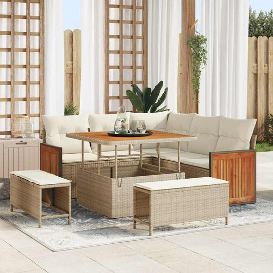 Garten-Sofa-Set 8 pcs Beige, Creme 100 x 100 x 71 cm