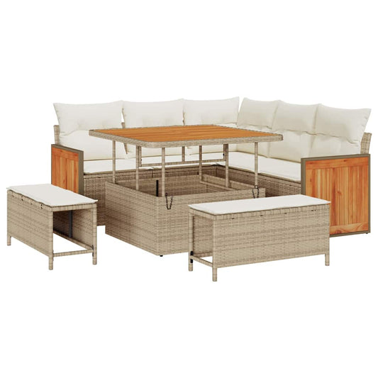 Garten-Sofa-Set 8 pcs Beige, Creme 100 x 100 x 71 cm