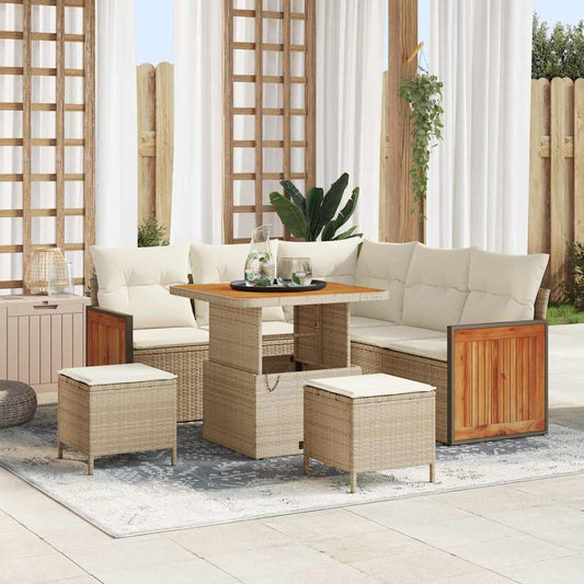 Garten-Sofa-Set 8 pcs Beige, Creme 80 x 80 x 71 cm Poly-Rattan