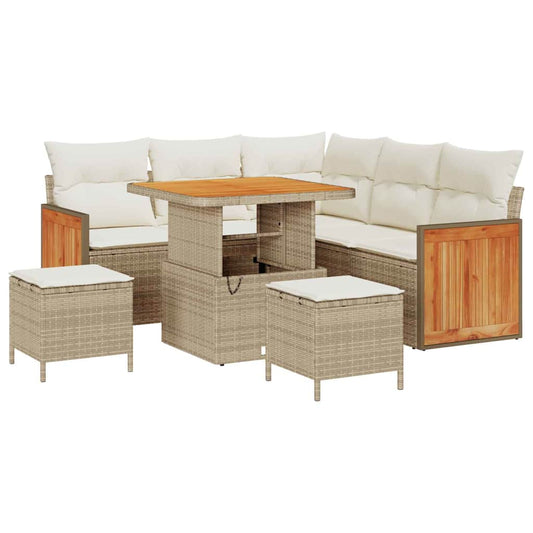Garten-Sofa-Set 8 pcs Beige, Creme 80 x 80 x 71 cm Poly-Rattan