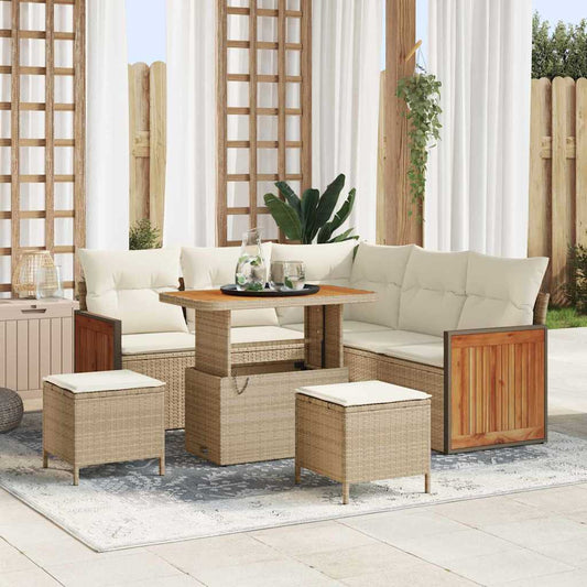 Garten-Sofa-Set 8 pcs Beige, Creme 90 x 55 x 71 cm Poly-Rattan