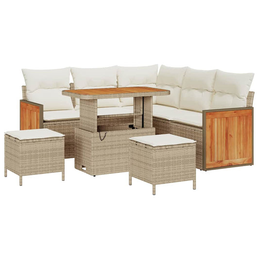 Garten-Sofa-Set 8 pcs Beige, Creme 90 x 55 x 71 cm Poly-Rattan