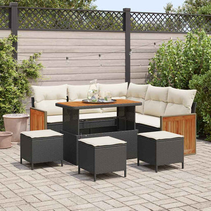Garten-Sofa-Set 8 pcs Schwarz, Creme 110 x 55 x 71 cm