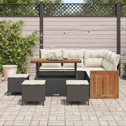 Garten-Sofa-Set 8 pcs Schwarz, Creme 110 x 55 x 71 cm
