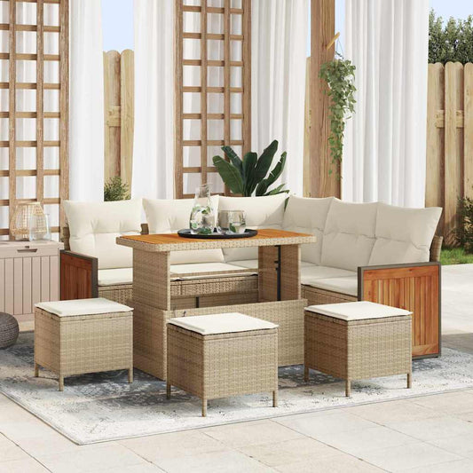 Garten-Sofa-Set 8 pcs Beige, Creme 110 x 55 x 71 cm Poly-Rattan