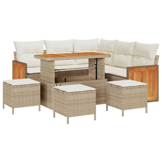 Garten-Sofa-Set 8 pcs Beige, Creme 110 x 55 x 71 cm Poly-Rattan