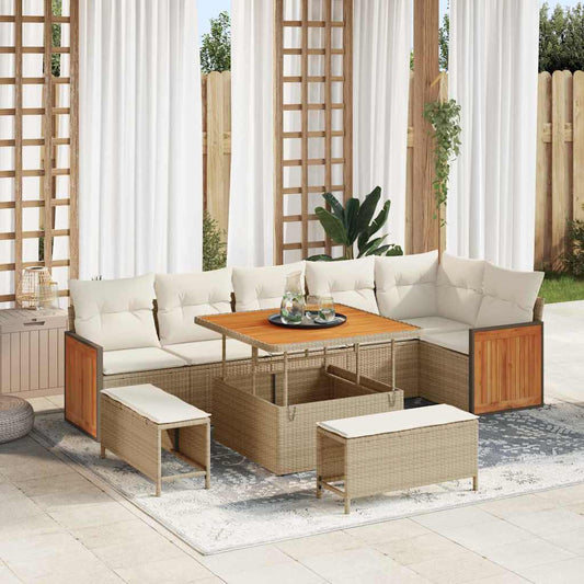 Garten-Sofa-Set 9 pcs Beige, Creme 100 x 100 x 71 cm