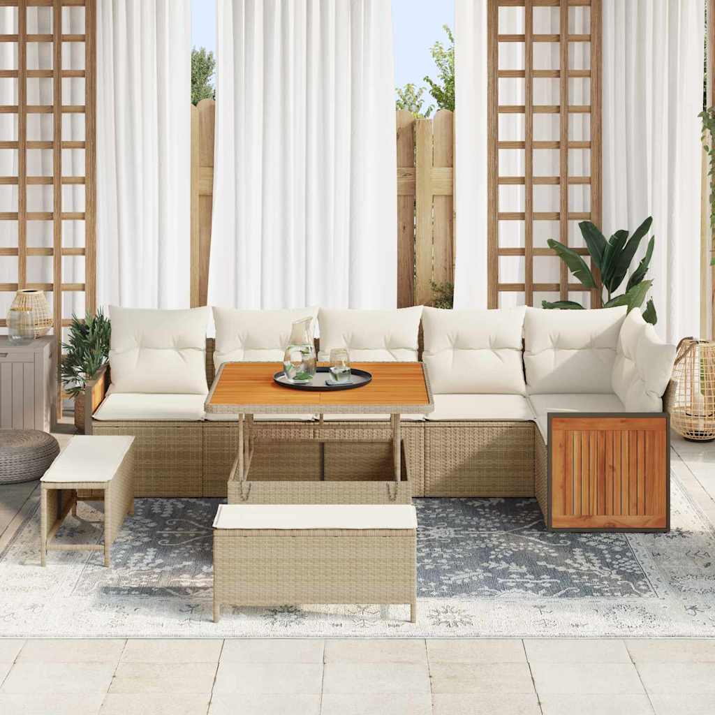Garten-Sofa-Set 9 pcs Beige, Creme 100 x 100 x 71 cm