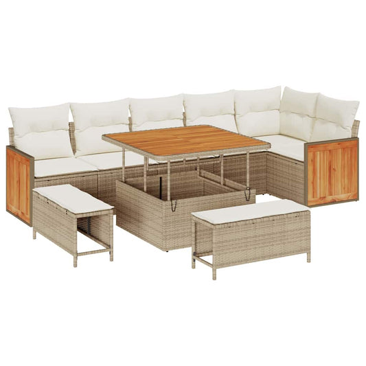 Garten-Sofa-Set 9 pcs Beige, Creme 100 x 100 x 71 cm