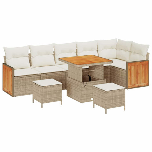 Garten-Sofa-Set 9 pcs Beige, Creme 80 x 80 x 71 cm Poly-Rattan