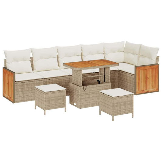Garten-Sofa-Set 9 pcs Beige, Creme 90 x 55 x 71 cm Poly-Rattan